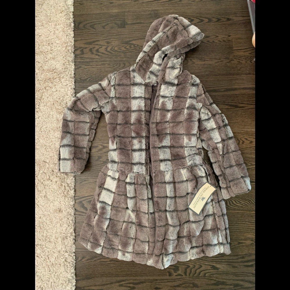 Girls Faux Fur reversible coat NWT